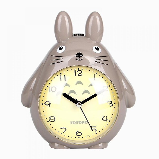 Saytay Despertadores para Dormitorios, Reloj Despertador de Dibujos Animados Totoro Despertador Luz Nocturna, Reloj de Escritorio para decoración del hogar de niños Estudiantes (Gris) (hy)