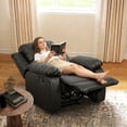 thumbnail image 3 of BSHTI PU Manual Recliner Chair – Single Sofa Recliner with Adjustable Backrest, High-Density Foam, Hardwood Frame, Comfort Lazy Chair for Living Room, Bedroom, Black, 3 of 12