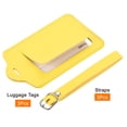 thumbnail image 3 of Equipaje Etiqueta PU Soportes 12x7cm Equipaje Etiqueta Identificador con Correas para Mochila Viaje Bolso Maleta Amarillo Paquete de 3, 3 of 6