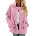 thumbnail image 3 of yoeyez Womens Fuzzy Fleece Jackets Fashion Winter Coats Shearling Oversized Trendy Jacket Warm Outerwear Clothing Pink,L, 3 of 7