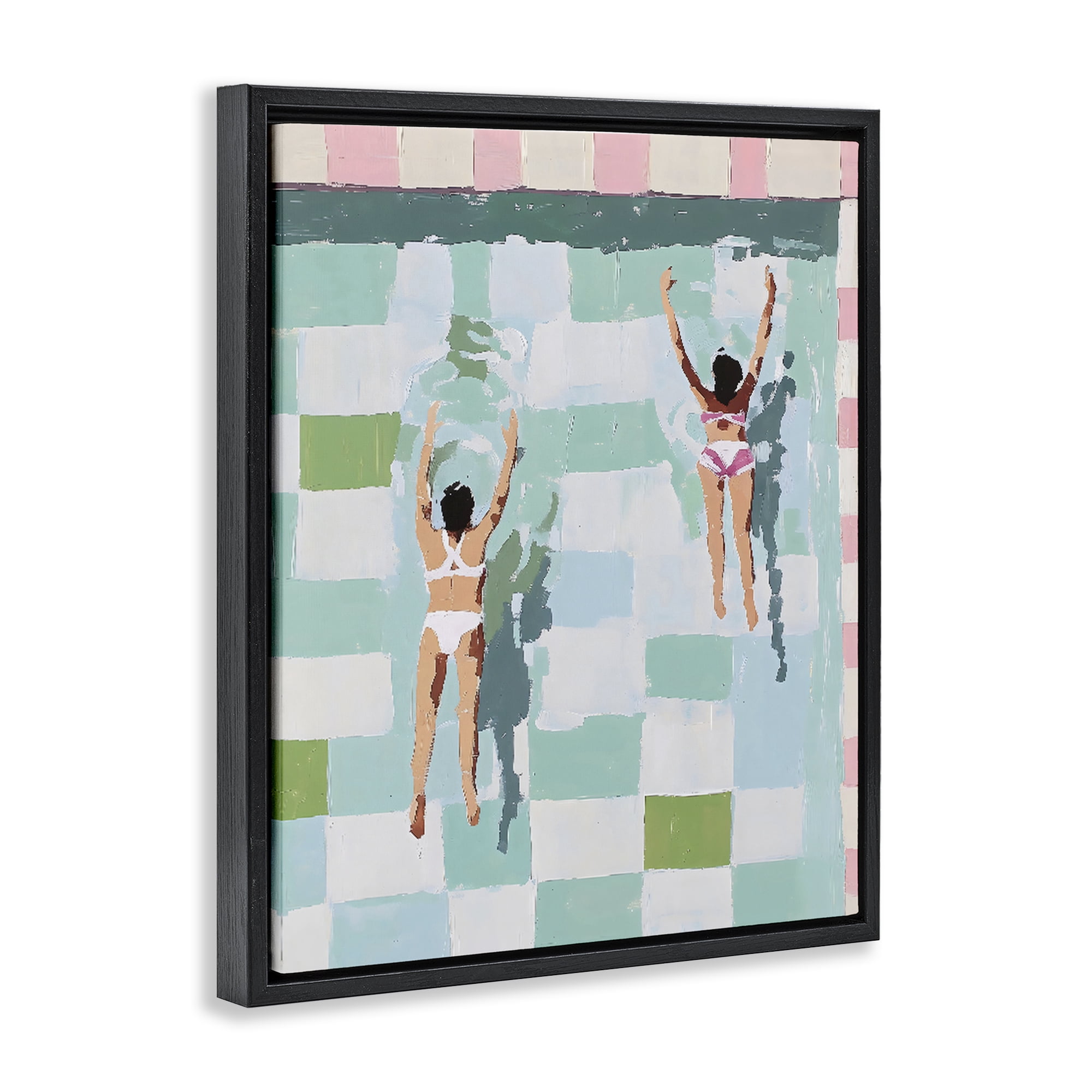 Stupell Industries Twin Swimmers in Pool Black Framed Floater Canvas Wall Art, design by The Prints Vibe