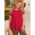thumbnail image 4 of LARACE Womens Plus Size Casual Tops Crewneck Short Sleeve Shirt Blouses Tunic Tops Burgundy 3X, 4 of 9