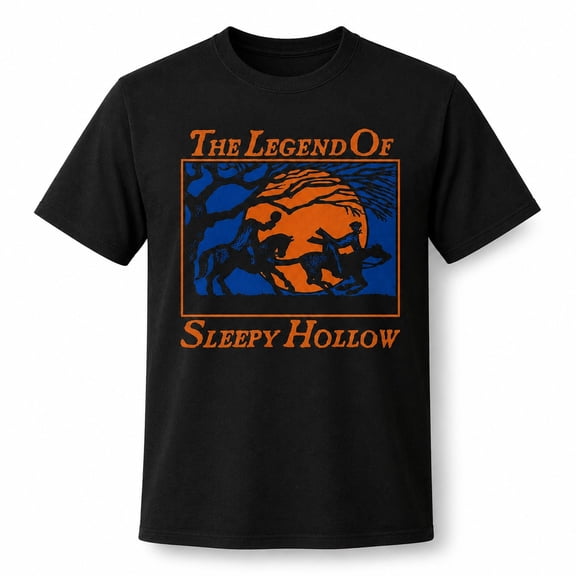 The Legend of Sleepy Hollow Graphic T‑Shirt, Headless Horseman Retro Print T shirt For Men Halloween T shirts Men T shirts