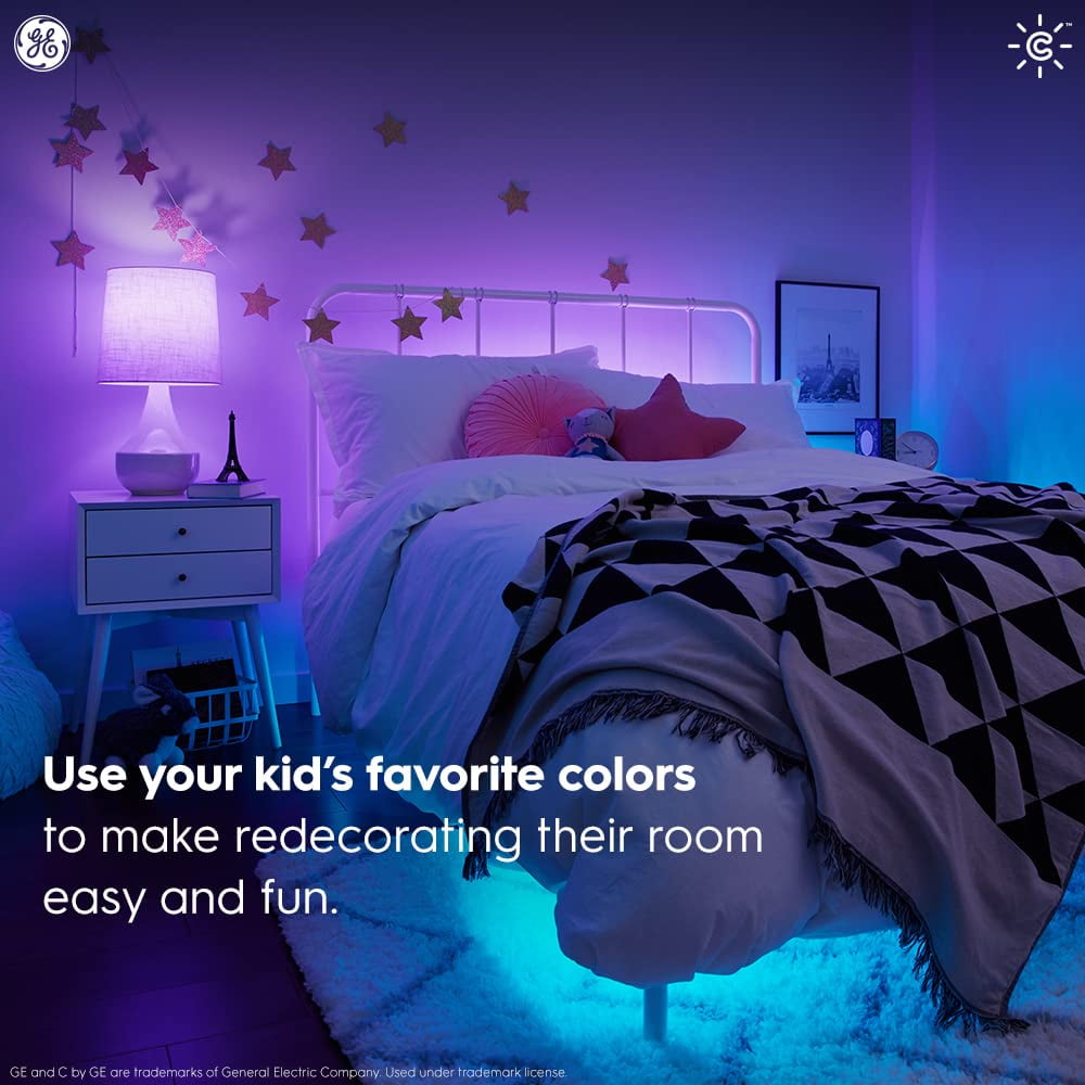 (4 bulbs) GE CYNC Smart LED Light Bulbs, Color Changing, Bluetooth Enabled, Christmas Lights and Holiday Décor, Works with Alexa and Google