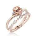 thumbnail image 3 of Gorgeous Minimalist 1.75 Carat Pear Cut Morganite And Diamond Moissanite Unique Engagement Ring, Affordable Wedding Ring, One Matching Band in 10k Solid Rose Gold Gift For Her Love, Bridal Ring Set, 3 of 3