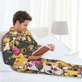 thumbnail image 6 of Naloa Cute Cat Cartoon Men’s Pajamas Set - Long Sleeve Button Down Sleep Shirt and Pajama Bottoms Sleepwear Set-Small, 6 of 7
