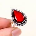thumbnail image 3 of Red Garnet Gemstone 925 Sterling Silver Ring, 16X12 mm Pear Gemstone Ring, Red Ring, Christmas Gift, Unique Jewelry Ring, Adjustable Ring V11598R21871, 3 of 4