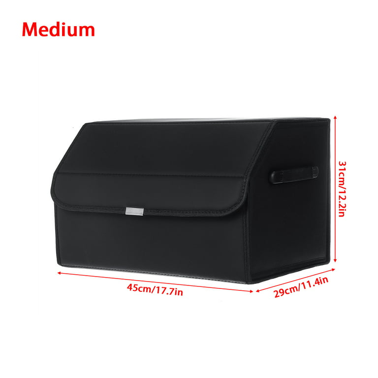 Suede Leather Car Trunk Organizer Box Handles Auto Storage with Lid  Collapsible