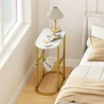 thumbnail image 6 of Costway End Table with Faux Marble Tabletop & Magazine Holder Heavy-duty Metal Frame White, 6 of 10