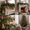 thumbnail image 4 of Cadancy Christmas Ornaments Woven Rattan Bell Hanging Decoration for Tree Fireplace Mantle Wreath Holiday Party Seasonal Rustic Home Indoor Vintage Farmhouse Decor, 4 of 9