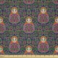 thumbnail image 2 of Ambesonne Art Deco Fabric by the Yard Microfiber, Nesting Dolls and Flowers, 5 Yards, Burnt Orange and Pale Fuchsia, 2 of 2