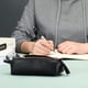 thumbnail image 2 of Estuche para lápices de piel negra, con cierre portátil para rotulres de pluma estilográfica, cambio de monedas, regalo para adultos, hombres y mujeres (negro), 2 of 3