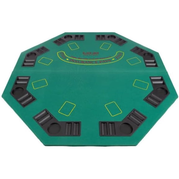 Folding Poker Table Top – 48-Inch Solid Wood Topper – Space for 8 Players – Blackjack Table with Built-in Cupholders and Chip Trays by Trademark Poker