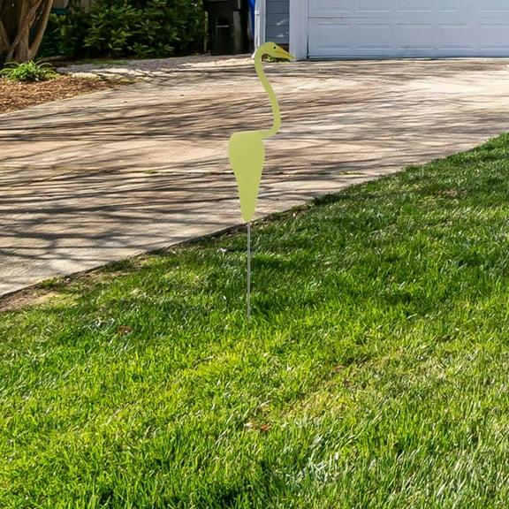 Raindrops Yellow Metal Flamingo Garden Stake - Decorative Outdoor Lawn and Patio Yard Art for Garden Spaces