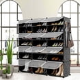 thumbnail image 3 of Portable Shoe Rack Organizer, 48 Pairs Expandable Modular Shoe Storage Cabinet with Doors, Adjustable Panels, 8-Tier DIY Shoe Shelves for Closet, Hallway, Entryway, 3 of 5