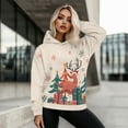 thumbnail image 4 of FOR U DESIGNS Christmas Deer Womens Hoodie Sweater Long Sleeve Loose Pullover Sweatshirt Size M Lightweight Sweatshirts with Hood for Women Activewear Tops Winter, 4 of 7