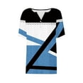 thumbnail image 4 of QATAINLAV Womens Blouses Short Sleeve V Neck Henley Shirts Trendy Eyelet Embroidery Tshirts Geometric Graphic Tee Shirt Going Out Tops Blue XXXL, 4 of 5