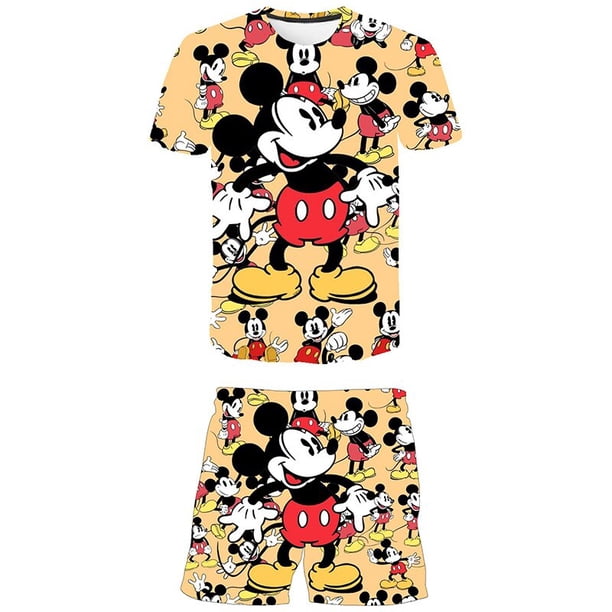 Ropa de Mickey para niños, traje para niños, camiseta de manga corta, pantalón corto, chándal, verano 2023, ropa deportiva de Disney para niñas, disfraces, Outfits11T Gao Jinjia LED