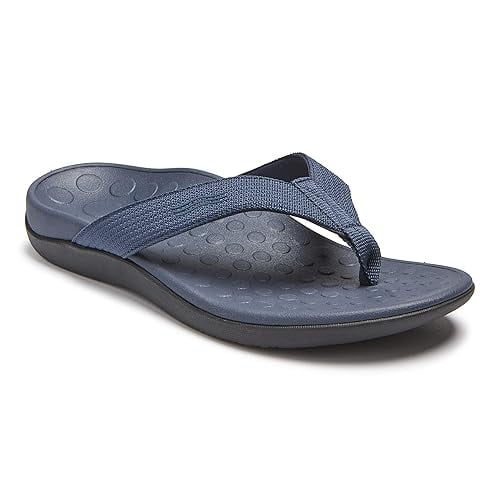 Vionic Unisex Wave Toe-Post Sandal - Flip-Flop with Concealed Orthotic Arch Support Navy Men's 9 M US/Women's 10 M US