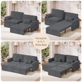 thumbnail image 3 of Noelse 79" Convertible Sofa Bed, 6-in-1 Pull-Out Sleeper, Corduroy Loveseat Chaise Lounge, Dark Gray, 3 of 11