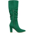 thumbnail image 3 of BLISSFUL STEP Bottes pour Femmes Bout Pointu Talon Bloc Bottes Hauteur Genou Vert 5.5, 3 of 7