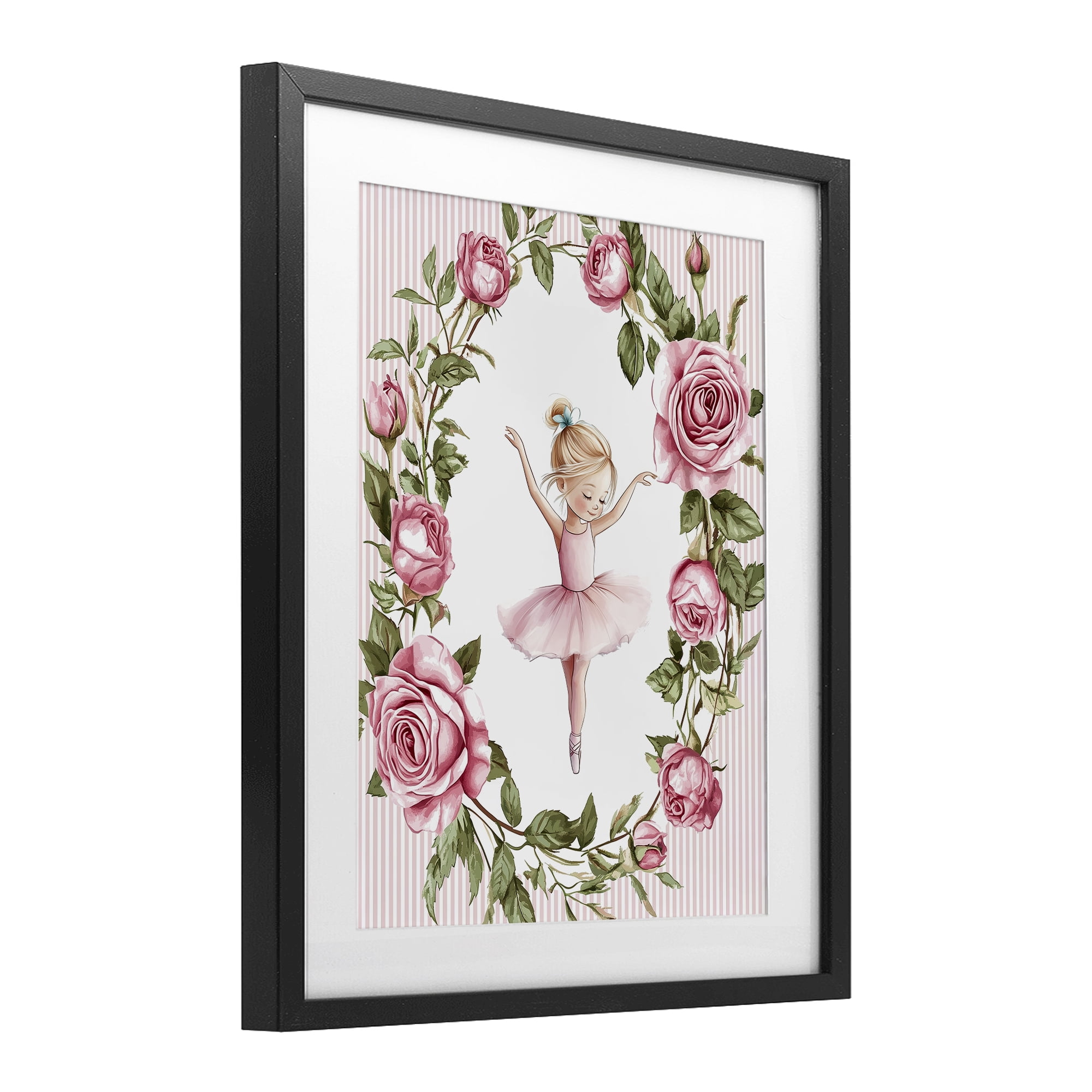 Stupell Industries Little Rose Dance Black Framed Print Under Glass, design by Christine Simpson Art