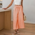 thumbnail image 5 of Women's Wide Leg Capri Pants Cropped Palazzo Summer Beach Vacation Casual Pants with Pockets Drawstring Orange XL(XL), 5 of 6