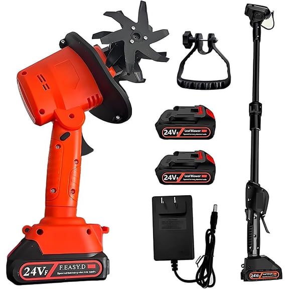 24V Cordless Electric Tiller Cultivator, Handheld Garden Rototiller with 2 Batteries, 4-Inch Tilling Width & Depth, Lightweight 2.6 lbs, for Lawn, Garden, Vegetable Plots