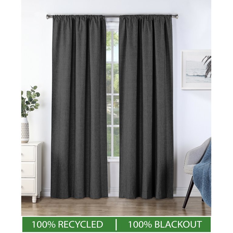 Ecologee Total Blackout Thermal Insulated Drapes Charcoal 37x84