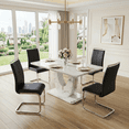 thumbnail image 3 of StnTalk  Modern Dining Table Set for 4, Faux Marble Dining Room Table Set with 4 Black PU Leather Cantilever Dining Chairs, Rectangular Kitchen Table Set for 4, 3 of 11