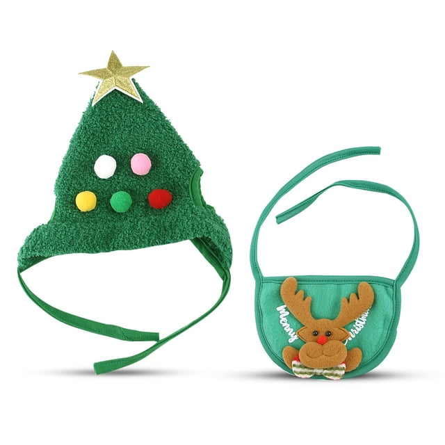 Gorro navideño de invierno para mascotas de tamaño pequeño, babero, toalla para Saliva, accesorios de decoración para fiestas y vacaciones, trajes para mascotas de interior, suministros tipo 1 Eigraketly PT000595-01