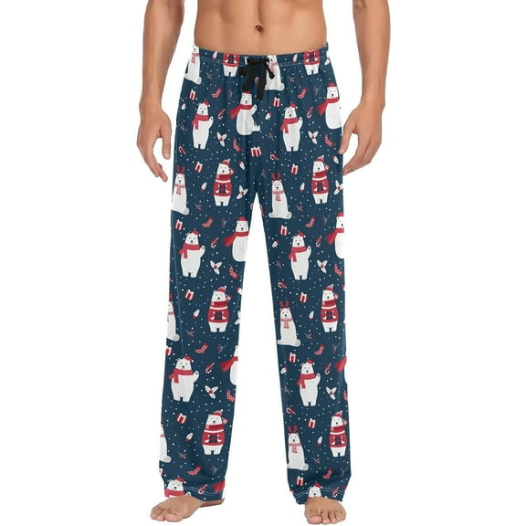 SKQIT Men's Pajama Pants Soft Comfy Sleep Lounge Pants Christmas Polar Bear Pjs Bottoms with Pockets