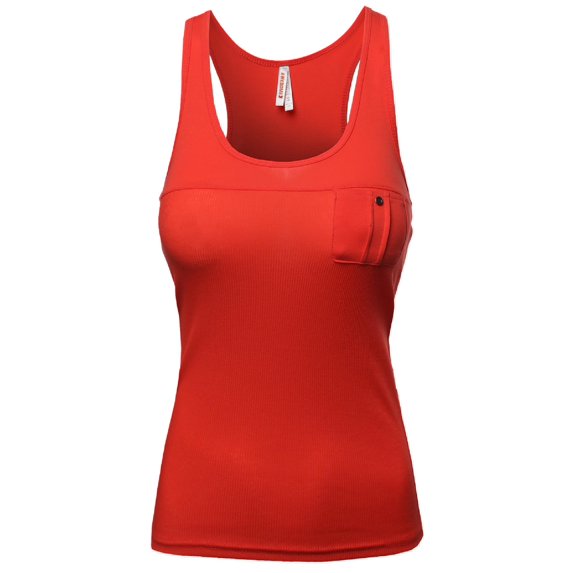 Women's Casual Racer Back Front Pocket Tops