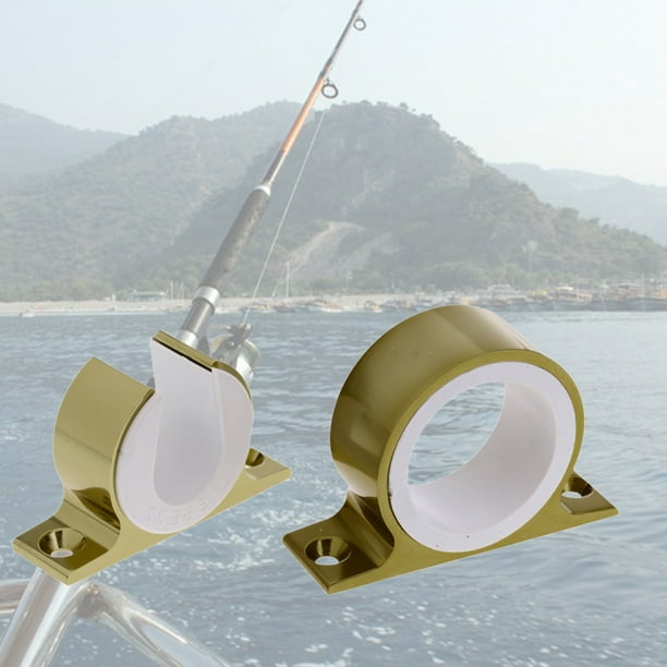 Dynwaveca Rod Holders Aluminum Alloy Wall-Mounted Single Fishing Rod Rack For Marine Yacht Camper Gold