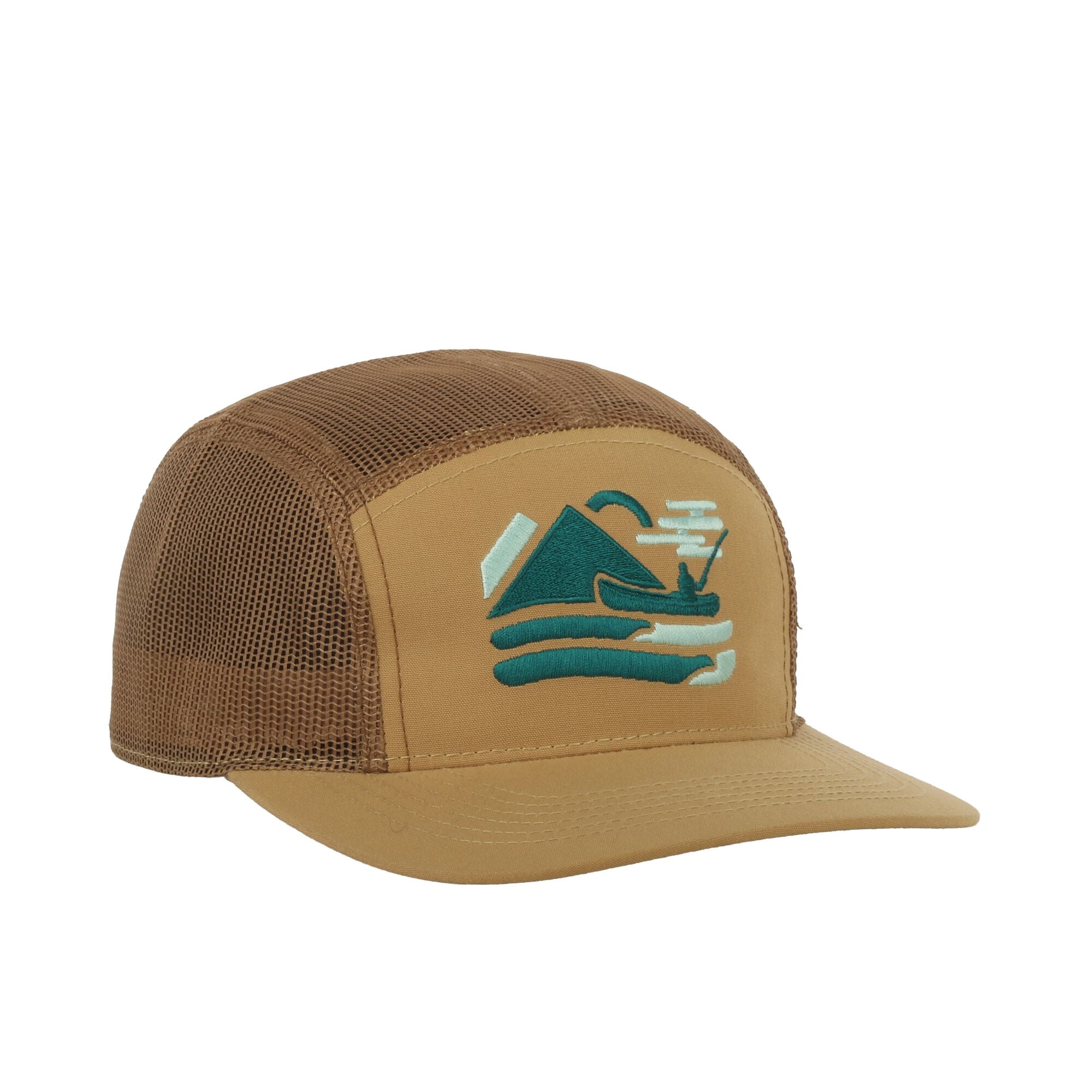 Outdoor Cap Kayak Fishing Camper Hat – Mesh Back Flat Bill Snapback, One Size, Bronze