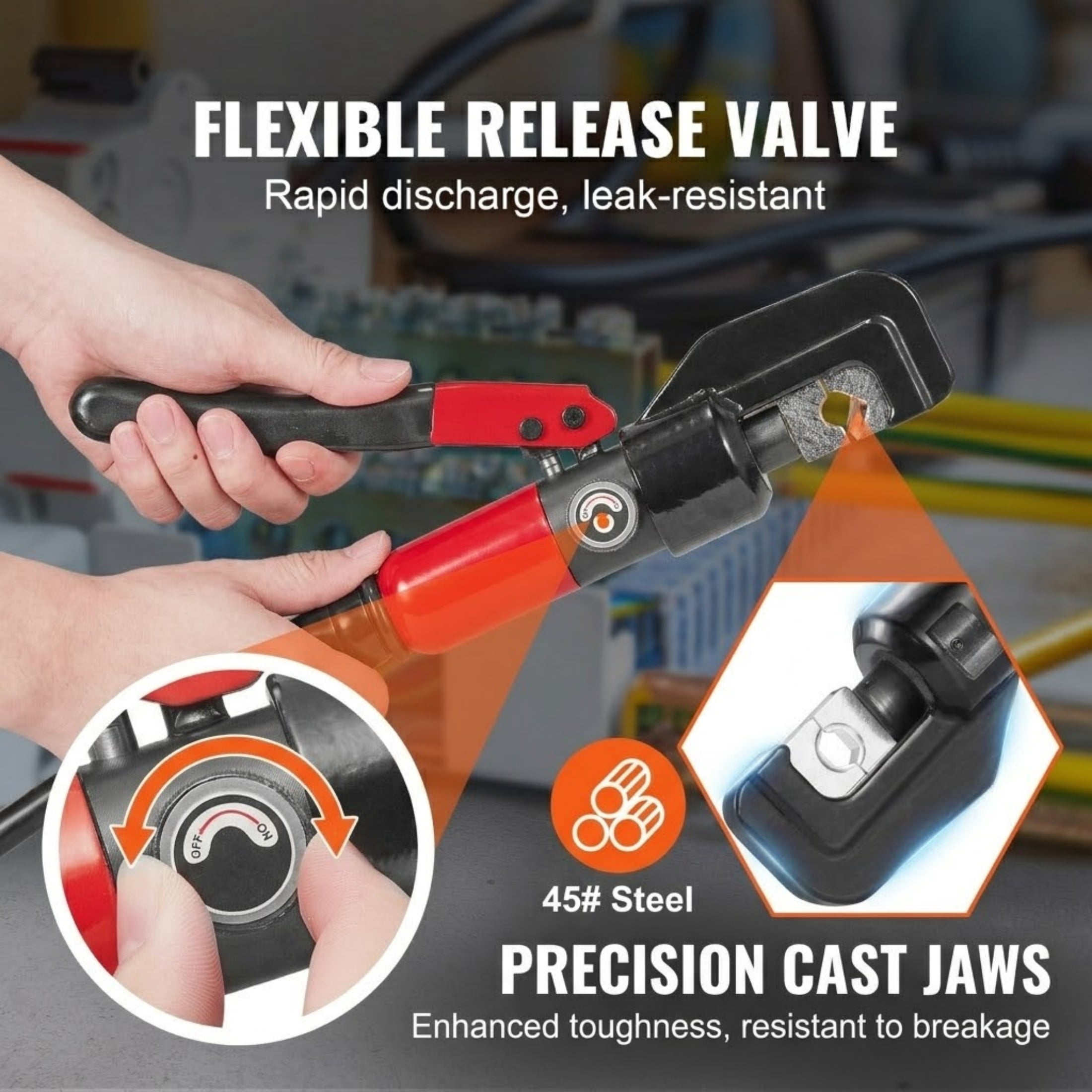 Hydraulic Crimping Tool with 9 Dies, AWG 12-2/0 Copper & Aluminum Lug Crimper Kit with Cutter & Accessories