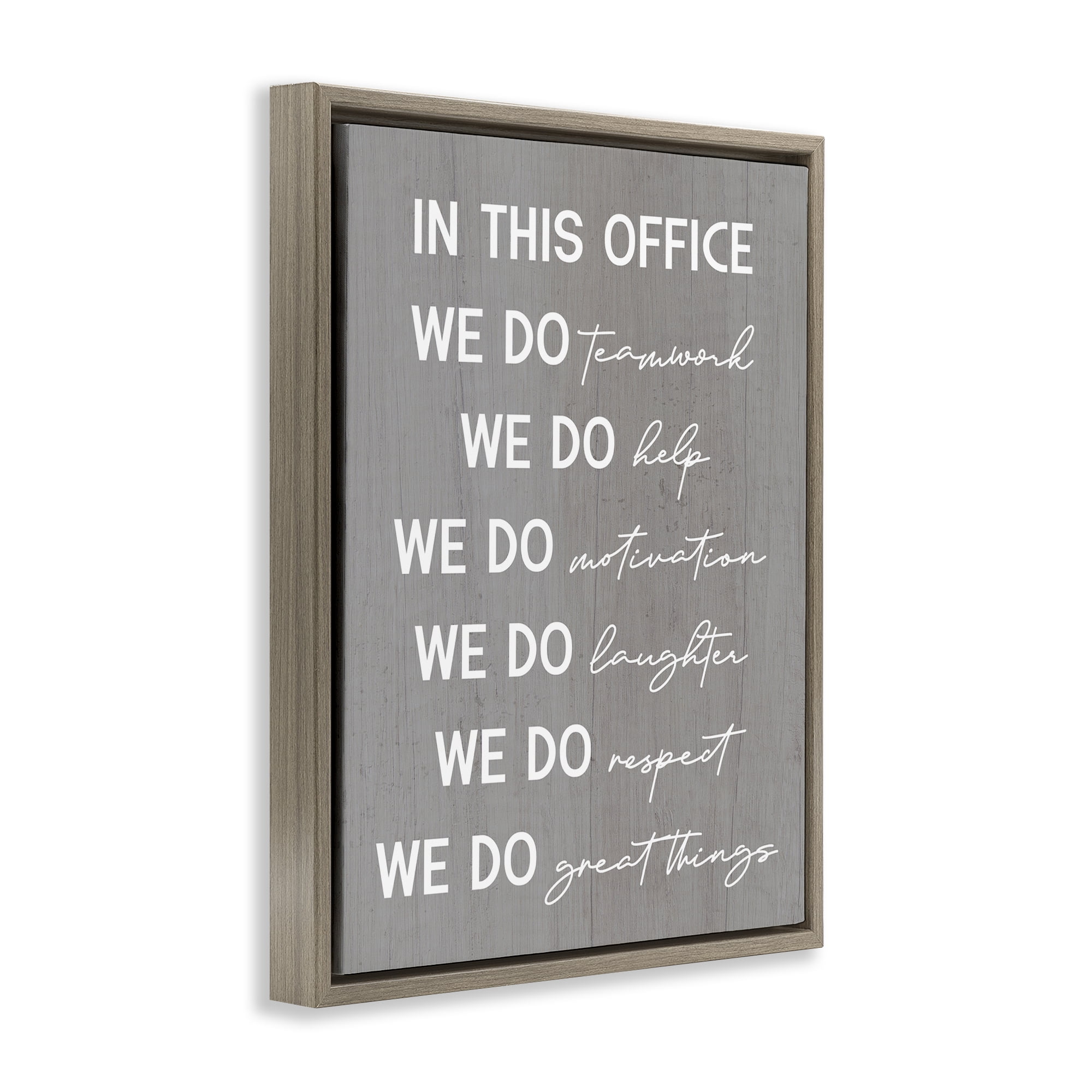 Stupell Industries Inspirational Office Phrases Text & Numbers Painting Brown Floater Framed Canvas Art Print Wall Art, 25 x 31