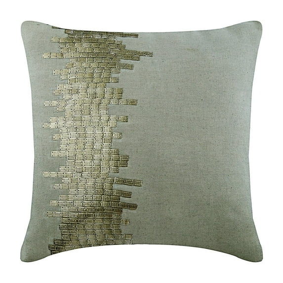 Pillow Case With Zipper, Grey Shams, Sequins & Beaded Pillow Sham, 24x24 inch (60x60 cm) Pillow Sham, Square Cotton Linen Shams, Contemporary Pillow Shams, Solid Color - Silver Bistro