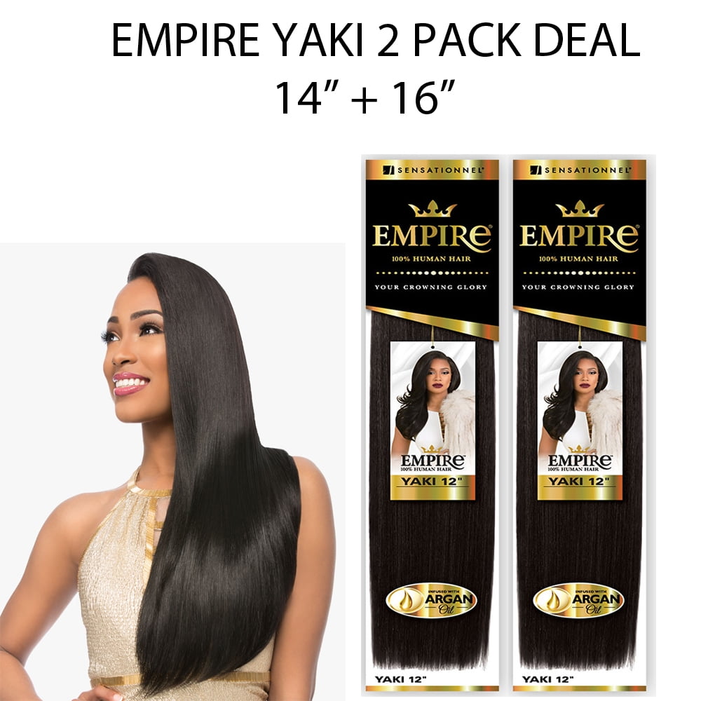 Sensationnel Empire Yaki Straight 100% Human Hair Weave Combo 14 & 16 (  99J Black Wine )