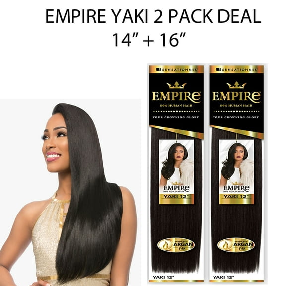 Sensationnel Empire Yaki Straight 100% Human Hair Weave Combo 14" & 16" ( 99J Black Wine )