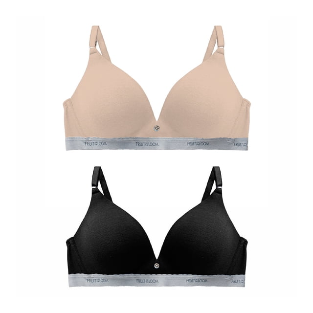 Brasier Fruit Of The Loom para Dama, con Detallede Encaje en Escote Copa y Torso Multicolor Talla 34B, 2 Piezas