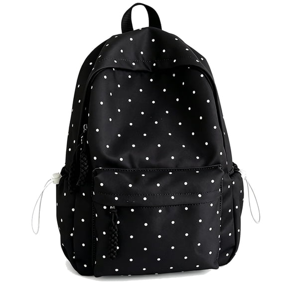 Polka Dot Backpack, Y2k Backpack for School Large Capacity Multi-Pocket Lightweight Polka Dot Nylon Bag with Cute Accessories