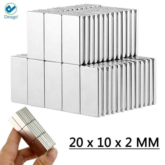 Deago 30 Pcs Neodymium Rare Earth Super Magnets Small Rectangle Office Refrigerator Magnets For Hobby Crafts Home Model Fridge Whiteboard Map Part 20 x 10 x 2MM(7.9"L*3.9"W*0.8"H)