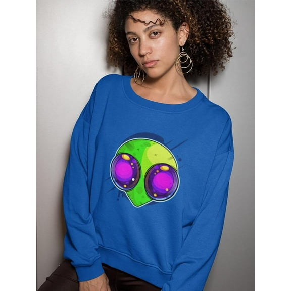 Big Eyed Alien Head Sweatshirt Women's -Image by Shutterstock