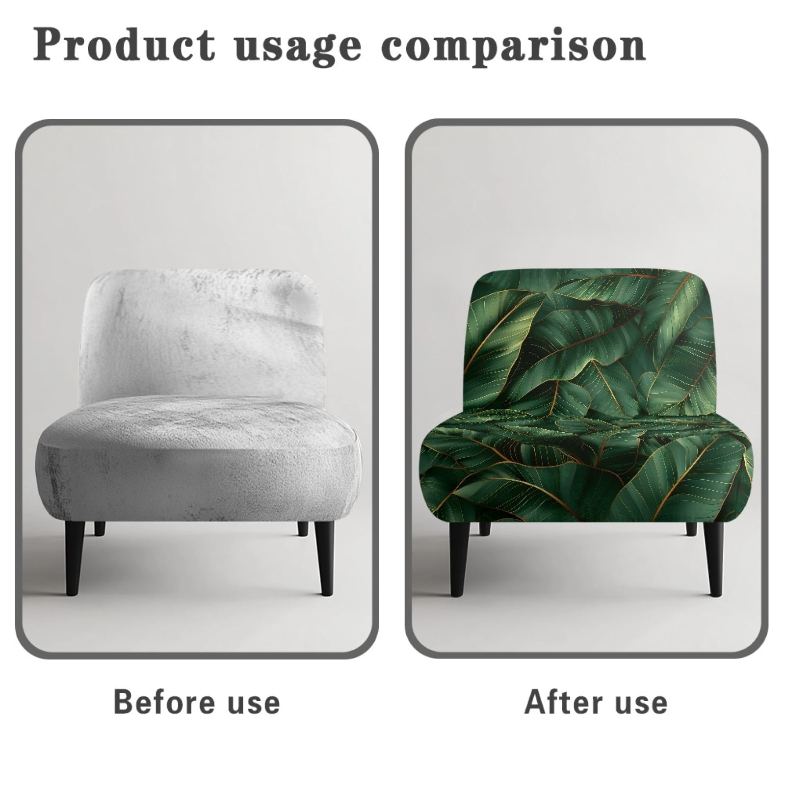 ZIATUBLES Small Armless Couch Slipcover Soft Stretch Accent Chair Cover Washable Spandex Slipper Chair Covers Modern Sofa Furniture Protector Cover for Living Room, Banana Leaf