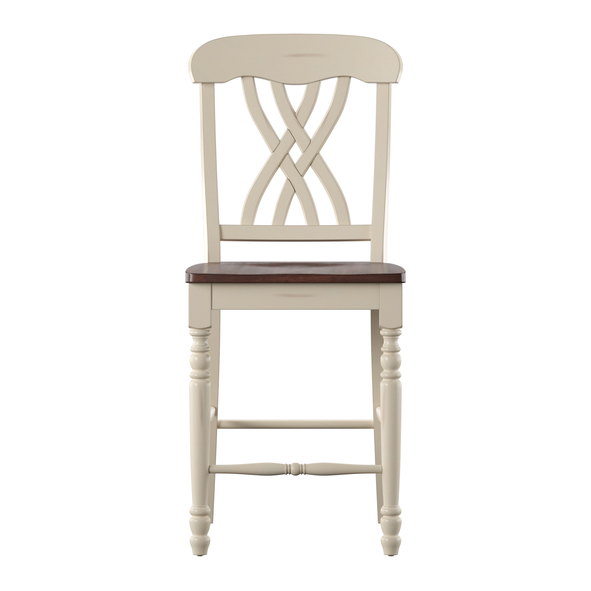 Weston Home Ohana Two-Tone Counter Height Chairs, Set of 2, Antique White and Cherry