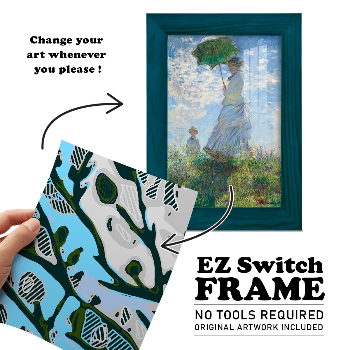 Abstract Tree Limbs I -Framed Print w/glass-Ocean Blue