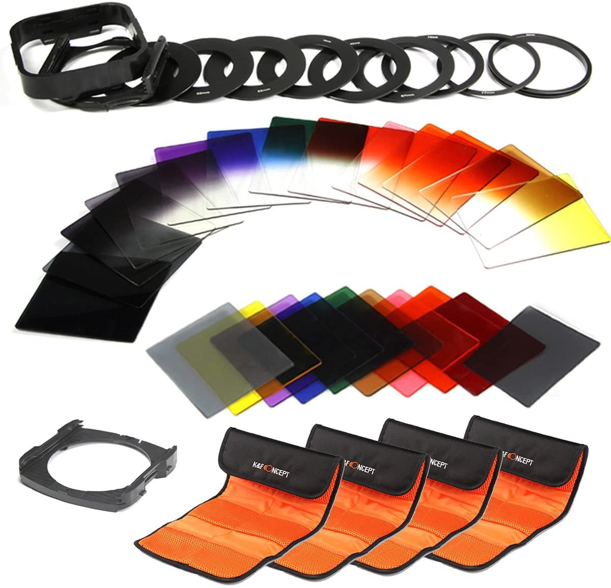 Square Filter Kit,K&F Concept 40 in 1 Graduated ND Lens Filter Set for