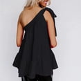 thumbnail image 4 of Camiseta sin mangas para mujer, camiseta informal de verano con dobladillo con volantes y correa de un solo hombro, 4 of 7