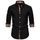 thumbnail image 2 of Blusa y camisa de manga larga con cuello vuelto para hombre, informal, con botones y retazos, de poliéster., 2 of 8